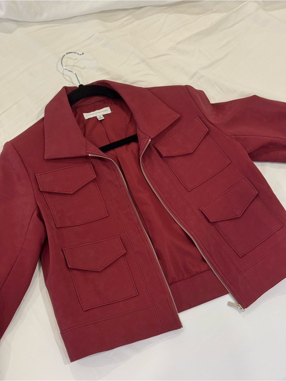 Torn by Ronny Kobo Burgundy Zip-Front Jacket